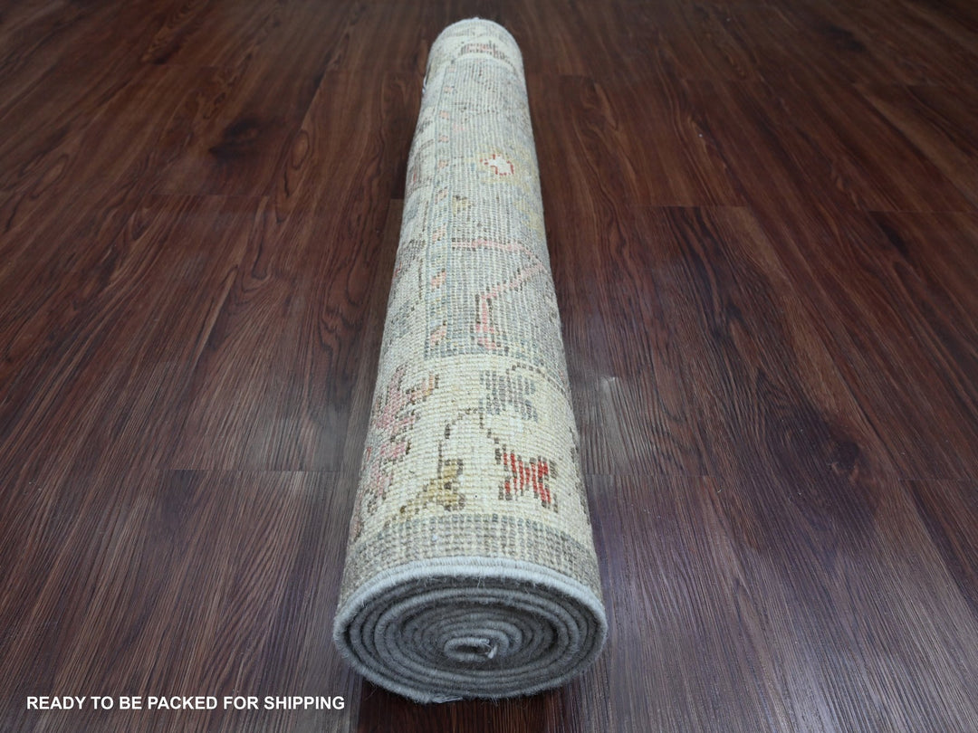 3'0" x 9'11" New Hand Knotted Grey Wool Runner Oriental Rug - MOA10289899
