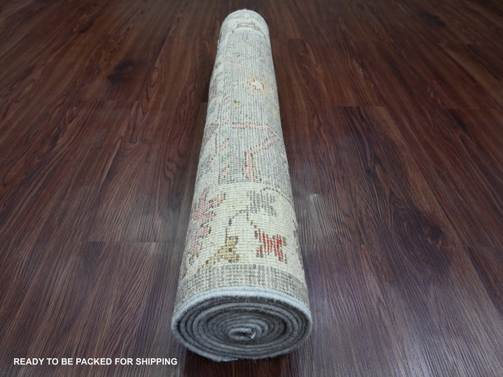 3'0" x 9'11" New Hand Knotted Grey Wool Runner Oriental Rug - MOA10289899