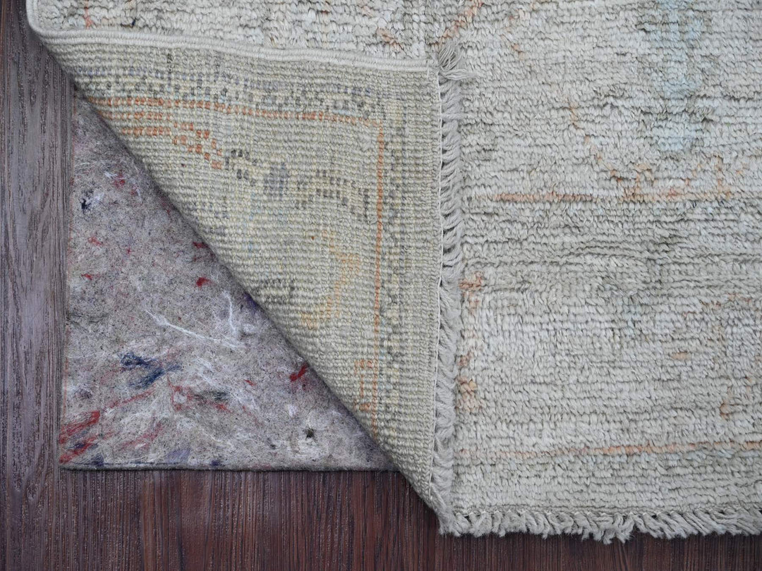 2'8" x 9'8" New Hand Knotted Grey Wool Runner Oriental Rug - MOA10289900