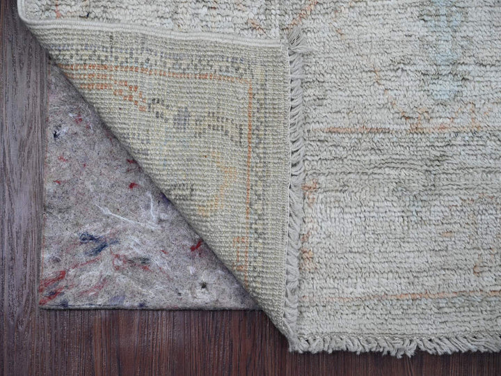 2'8" x 9'8" New Hand Knotted Grey Wool Runner Oriental Rug - MOA10289900