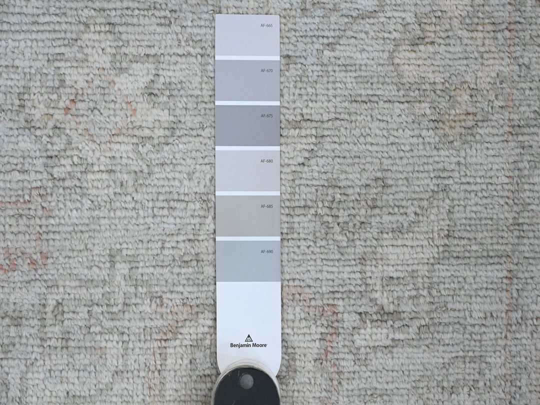 2'8" x 9'8" New Hand Knotted Grey Wool Runner Oriental Rug - MOA10289900