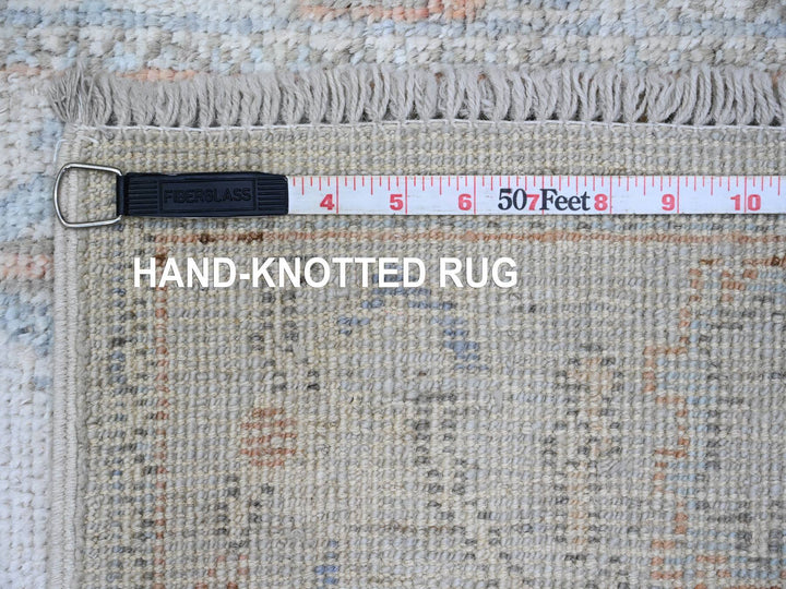 2'8" x 9'8" New Hand Knotted Grey Wool Runner Oriental Rug - MOA10289900