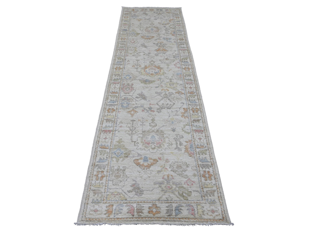 2'10" x 9'11" New Hand Knotted Grey Wool Runner Oriental Rug - MOA10289901