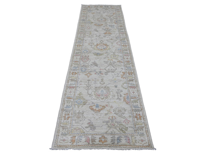 2'10" x 9'11" New Hand Knotted Grey Wool Runner Oriental Rug - MOA10289901