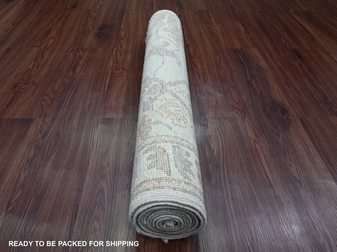 2'10" x 9'11" New Hand Knotted Grey Wool Runner Oriental Rug - MOA10289901