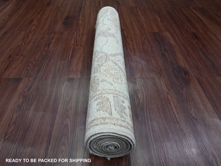 2'10" x 9'11" New Hand Knotted Grey Wool Runner Oriental Rug - MOA10289901