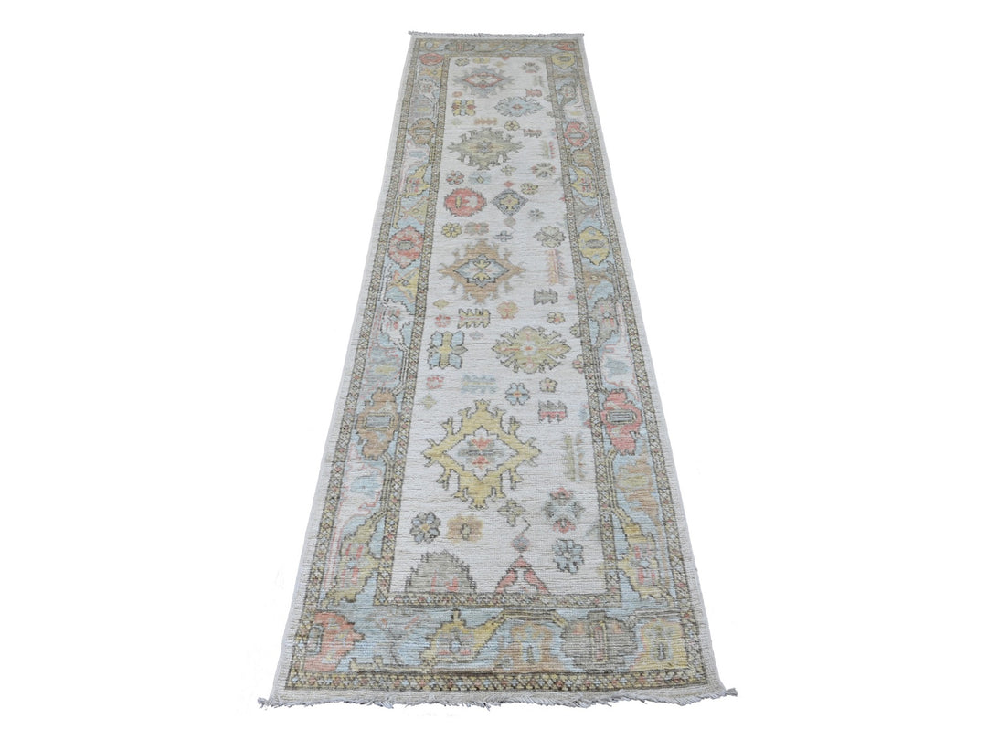 2'7" x 9'8" New Hand Knotted Ivory Wool Runner Oriental Rug - MOA10289902