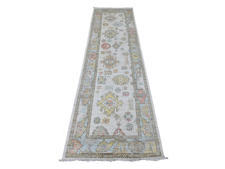 2'7" x 9'8" New Hand Knotted Ivory Wool Runner Oriental Rug - MOA10289902