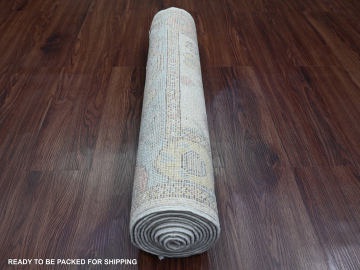 2'7" x 9'8" New Hand Knotted Ivory Wool Runner Oriental Rug - MOA10289902