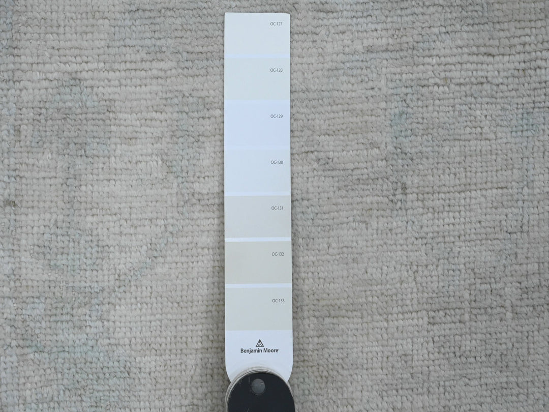 2'7" x 11'7" New Hand Knotted Grey Wool Runner Oriental Rug - MOA10289903
