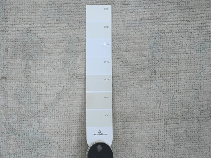 2'7" x 11'7" New Hand Knotted Grey Wool Runner Oriental Rug - MOA10289903