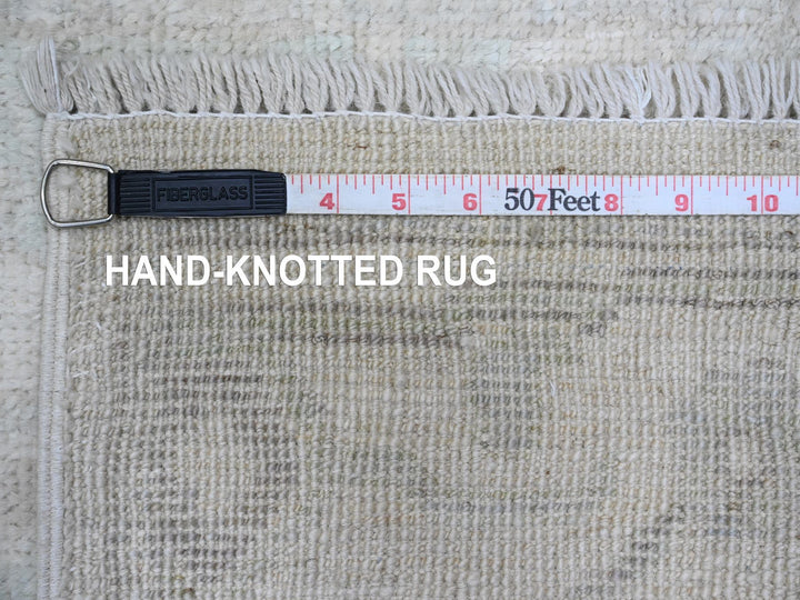 2'7" x 11'7" New Hand Knotted Grey Wool Runner Oriental Rug - MOA10289903