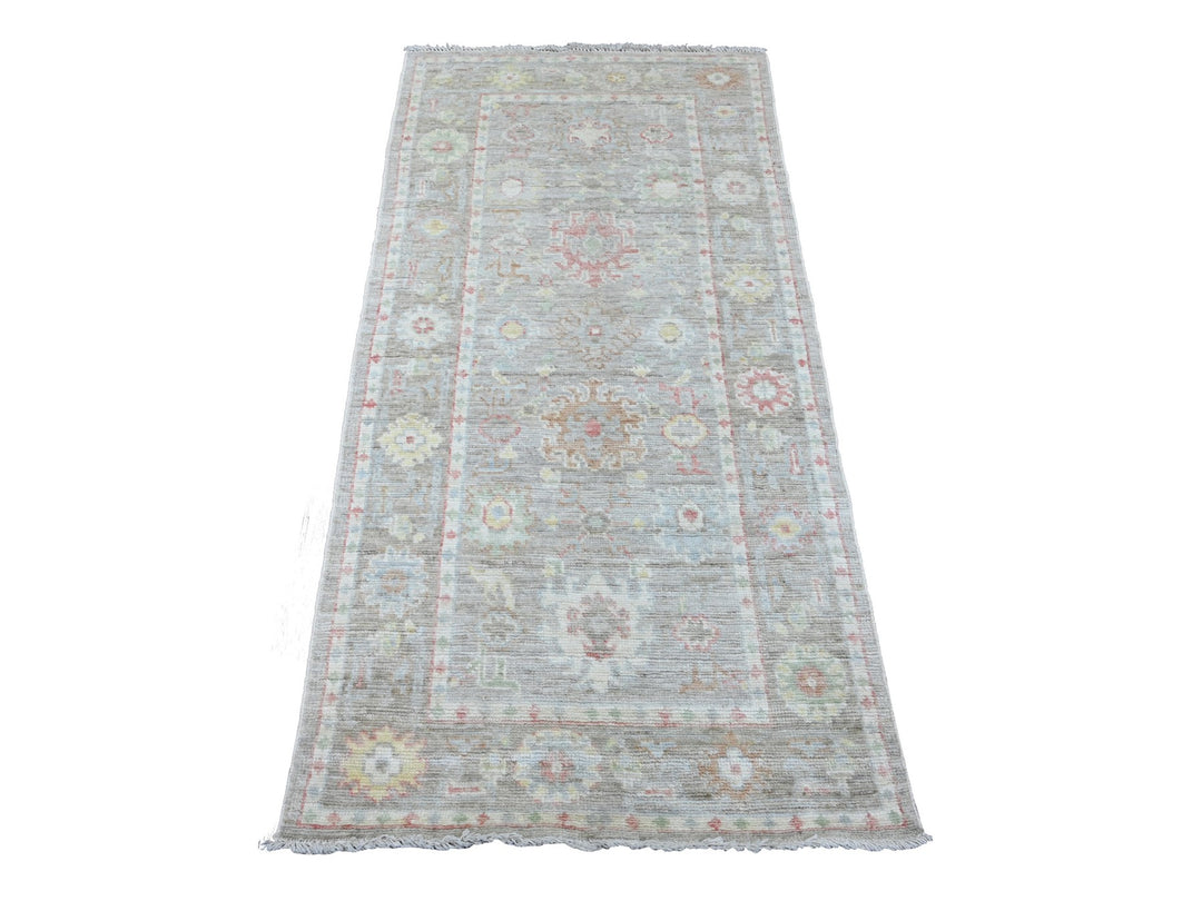 2'11" x 5'9" New Hand Knotted Grey Wool Runner Oriental Rug - MOA10289904