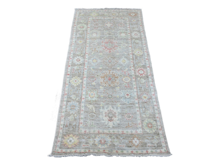 2'11" x 5'9" New Hand Knotted Grey Wool Runner Oriental Rug - MOA10289904