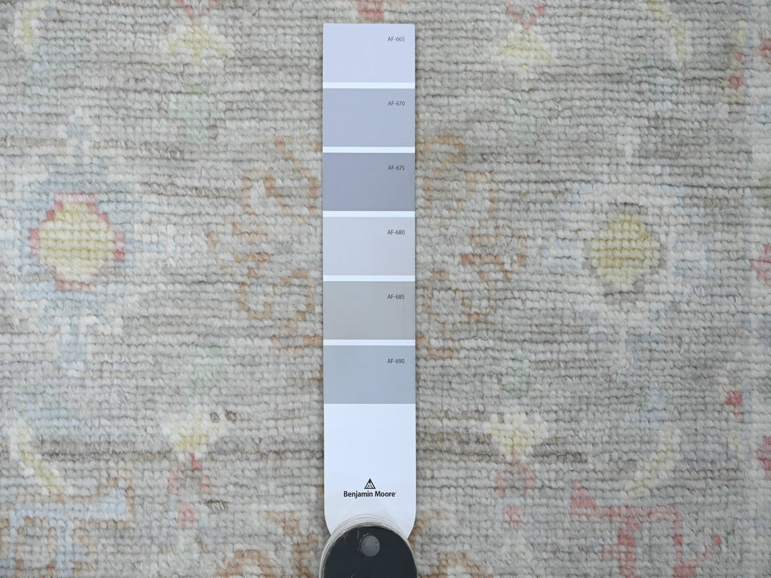 2'11" x 5'9" New Hand Knotted Grey Wool Runner Oriental Rug - MOA10289904