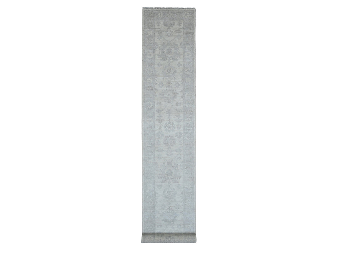 2'8" x 19'5" New Hand Knotted Ivory Wool Runner Oriental Rug - MOA10289906