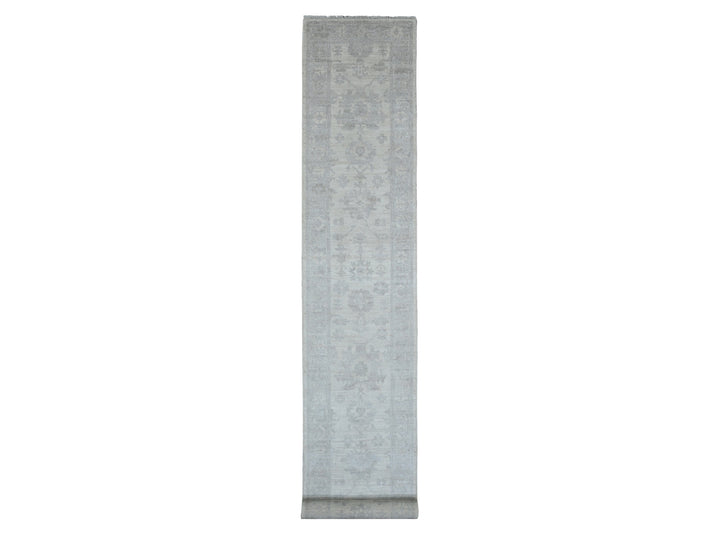 2'8" x 19'5" New Hand Knotted Ivory Wool Runner Oriental Rug - MOA10289906