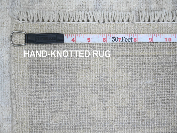 2'8" x 19'5" New Hand Knotted Ivory Wool Runner Oriental Rug - MOA10289906