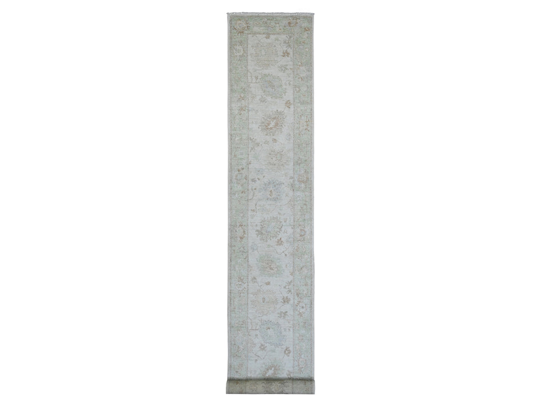 2'10" x 19'0" New Hand Knotted Ivory Wool Runner Oriental Rug - MOA10289907