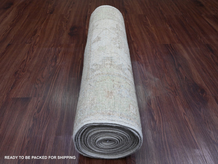 2'10" x 19'0" New Hand Knotted Ivory Wool Runner Oriental Rug - MOA10289907