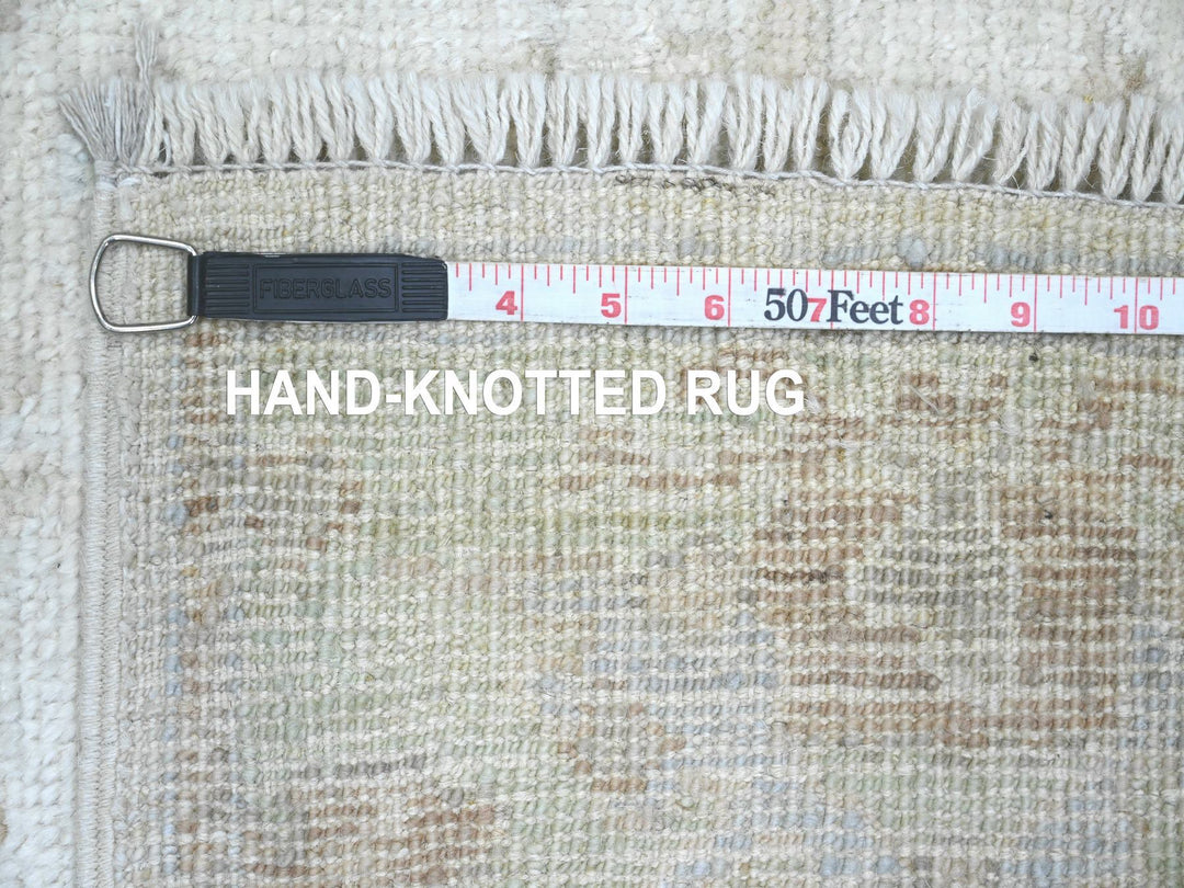 2'10" x 19'0" New Hand Knotted Ivory Wool Runner Oriental Rug - MOA10289907