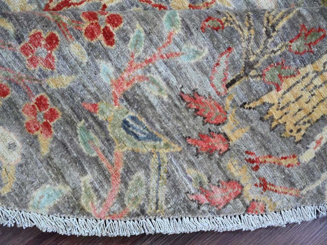 9'8" x 9'9" New Hand Knotted Grey Wool Round Oriental Rug - MOA10289908