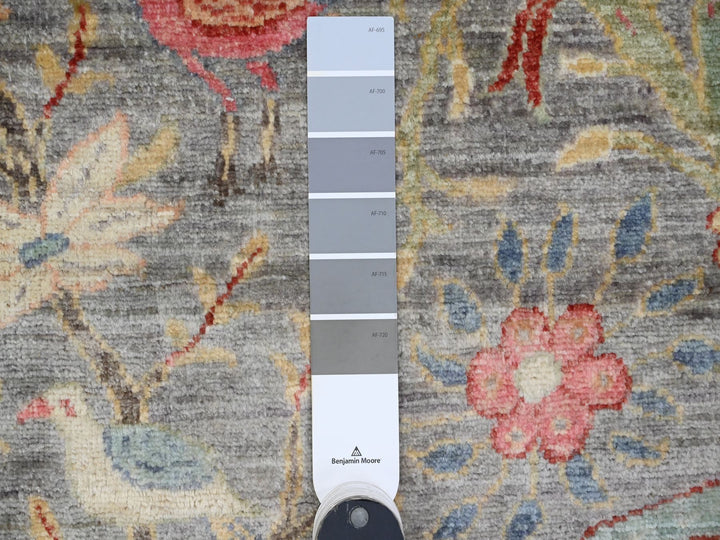 9'8" x 9'9" New Hand Knotted Grey Wool Round Oriental Rug - MOA10289908
