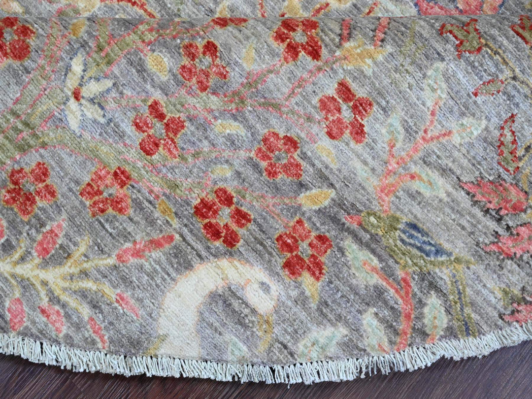 9'6" x 9'9" New Hand Knotted Grey Wool Round Oriental Rug - MOA10289909
