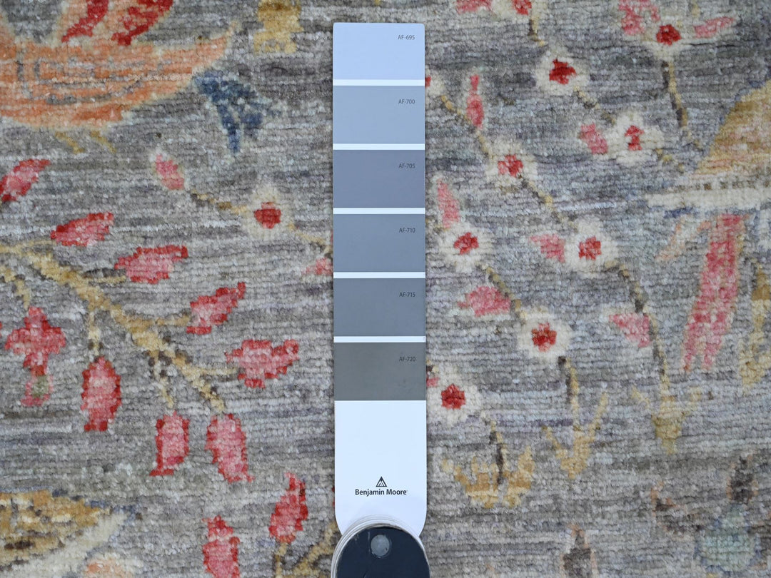 9'6" x 9'9" New Hand Knotted Grey Wool Round Oriental Rug - MOA10289909