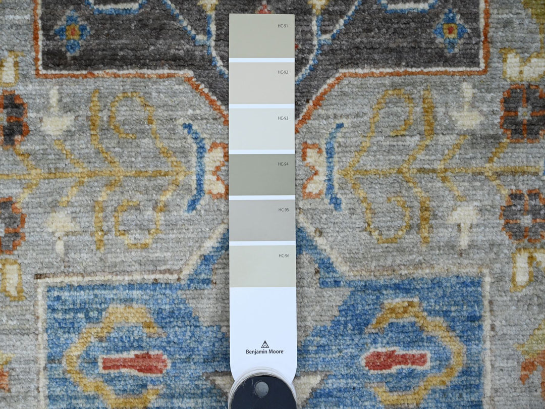 2'7" x 10'2" New Hand Knotted Grey Wool Runner Oriental Rug - MOA10289912