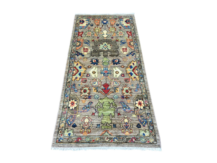 3'0" x 5'10" New Hand Knotted Grey Wool Runner Oriental Rug - MOA10289914