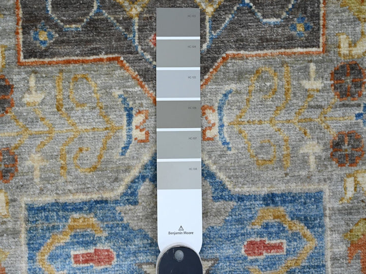 2'7" x 10'2" New Hand Knotted Grey Wool Runner Oriental Rug - MOA10289917