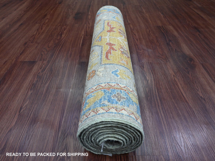 2'7" x 10'2" New Hand Knotted Grey Wool Runner Oriental Rug - MOA10289917