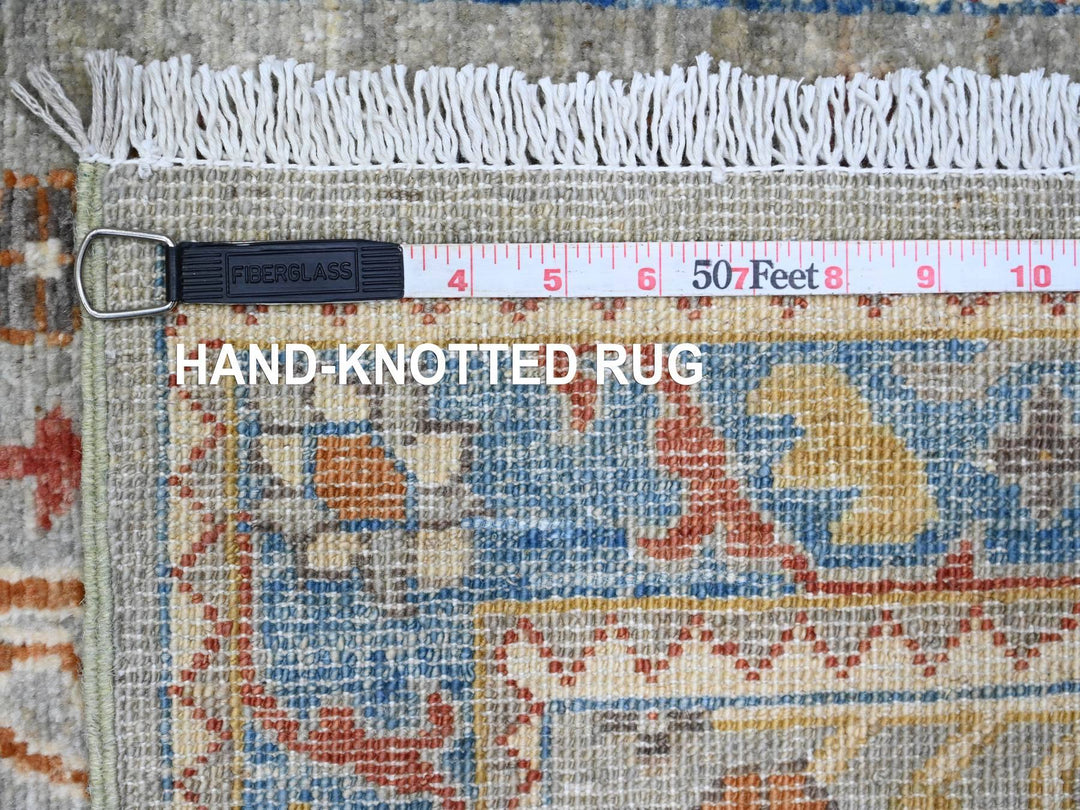 2'7" x 10'2" New Hand Knotted Grey Wool Runner Oriental Rug - MOA10289917