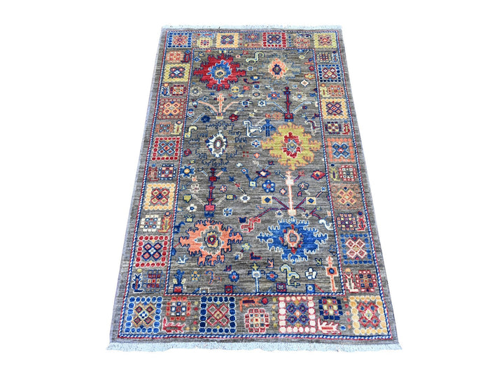 3'1" x 4'11" New Hand Knotted Grey Wool Rectangle Oriental Rug - MOA10289918