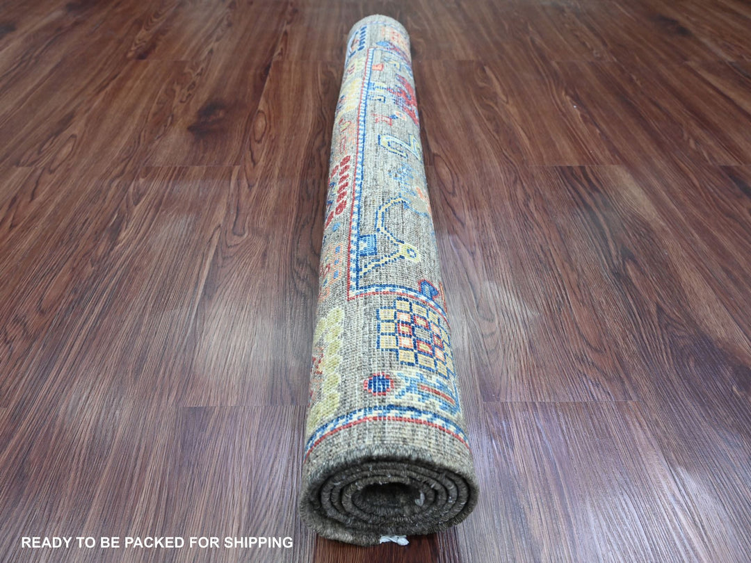 3'1" x 4'11" New Hand Knotted Grey Wool Rectangle Oriental Rug - MOA10289918