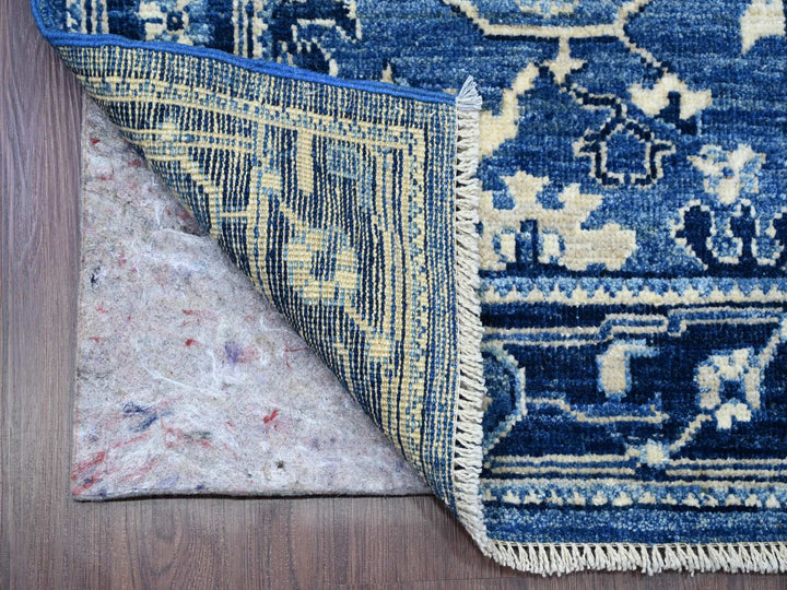 2'9" x 19'7" New Hand Knotted Blue Wool Runner Oriental Rug - MOA10289920