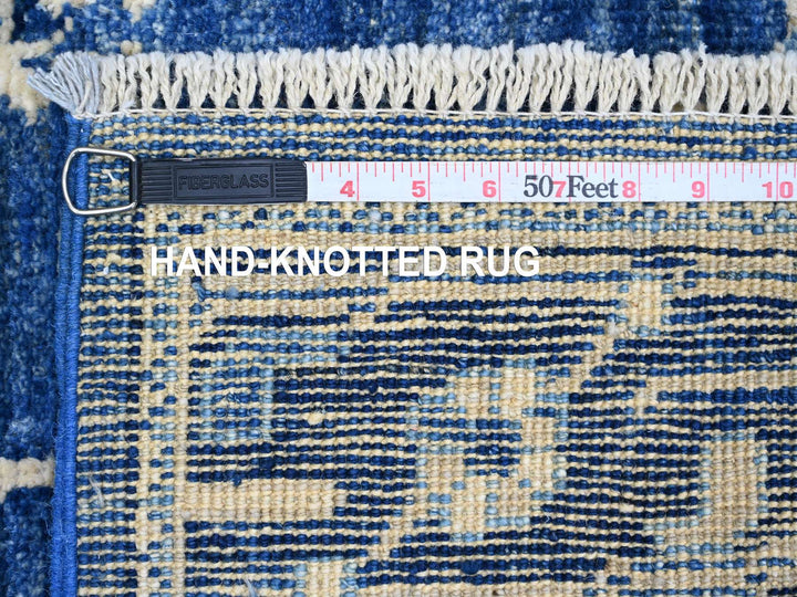 2'9" x 19'7" New Hand Knotted Blue Wool Runner Oriental Rug - MOA10289920