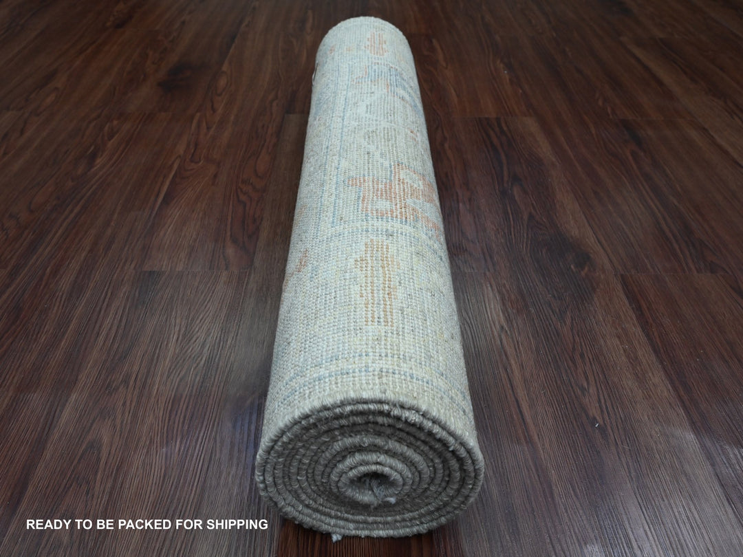 2'8" x 11'8" New Hand Knotted Grey Wool Runner Oriental Rug - MOA10289922
