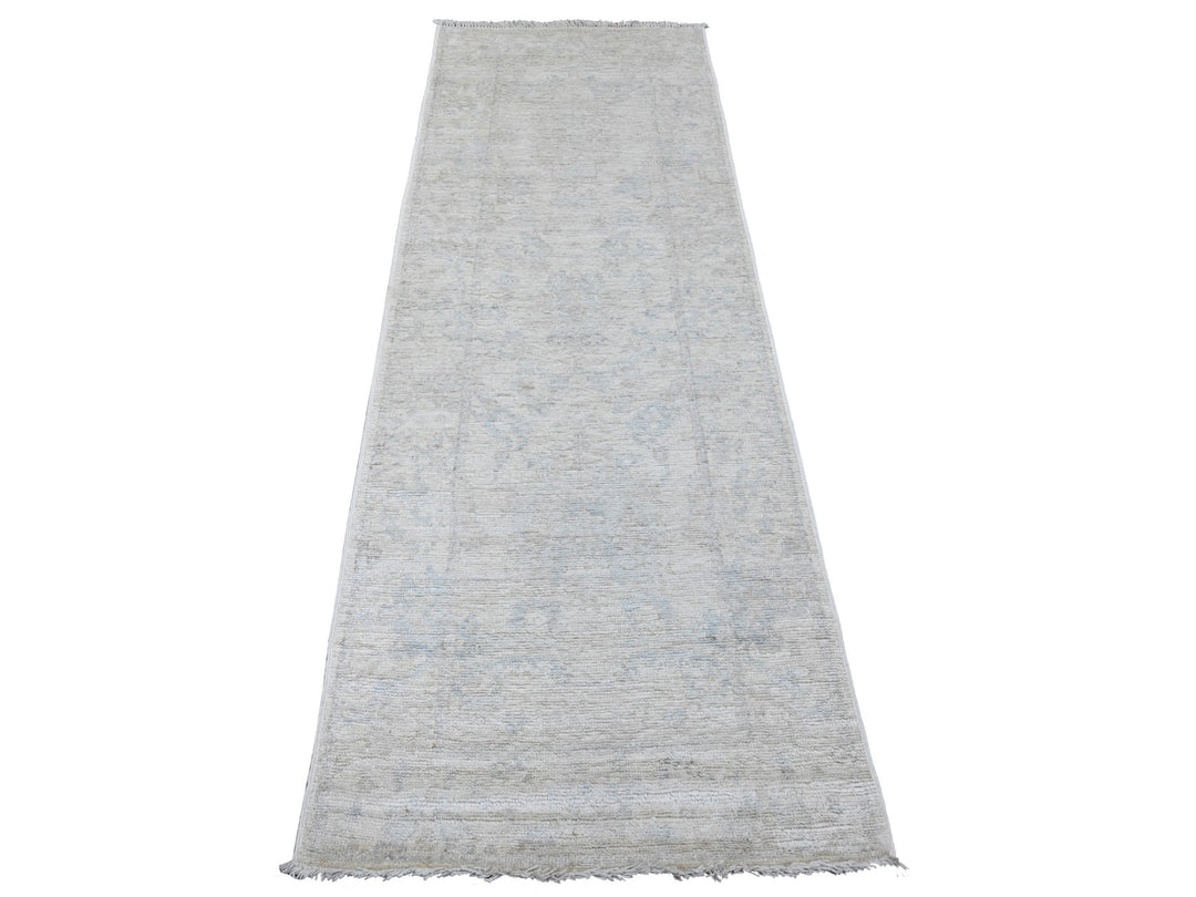 2'8" x 7'10" New Hand Knotted Ivory Wool Runner Oriental Rug - MOA10289923