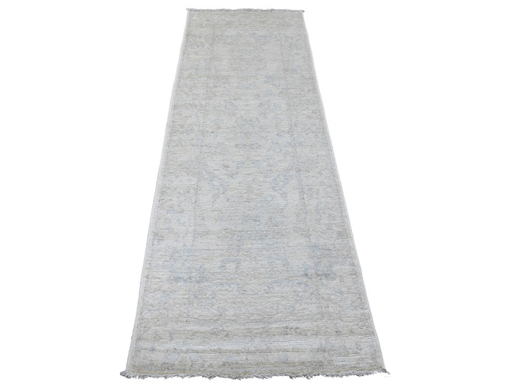 2'8" x 7'10" New Hand Knotted Ivory Wool Runner Oriental Rug - MOA10289923