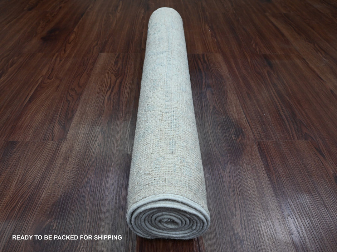 2'8" x 7'10" New Hand Knotted Ivory Wool Runner Oriental Rug - MOA10289923