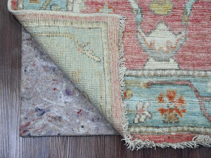 2'9" x 9'5" New Hand Knotted Pink Wool Runner Oriental Rug - MOA10289925
