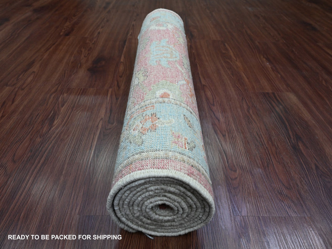 2'9" x 9'5" New Hand Knotted Pink Wool Runner Oriental Rug - MOA10289925