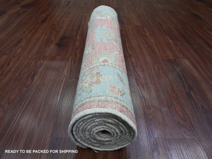 2'9" x 9'5" New Hand Knotted Pink Wool Runner Oriental Rug - MOA10289925