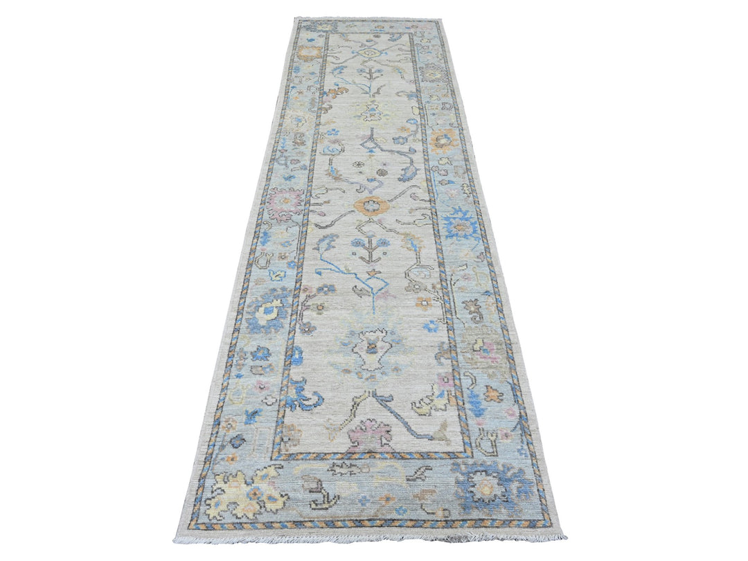 3'0" x 10'1" New Hand Knotted Ivory Wool Runner Oriental Rug - MOA10289926