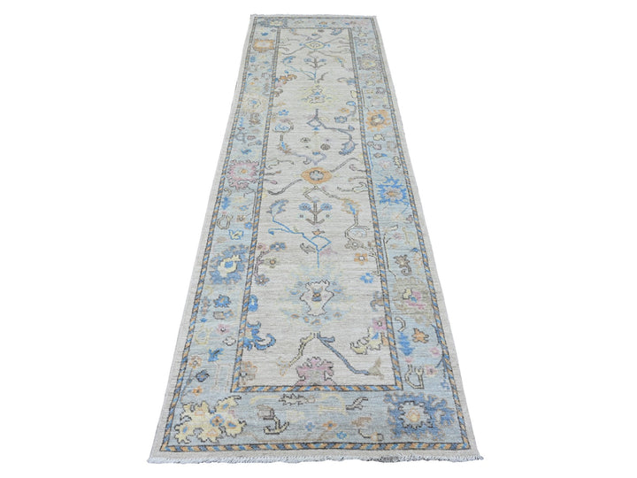 3'0" x 10'1" New Hand Knotted Ivory Wool Runner Oriental Rug - MOA10289926
