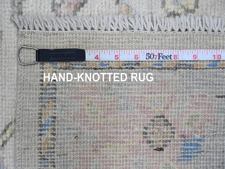 3'0" x 10'1" New Hand Knotted Ivory Wool Runner Oriental Rug - MOA10289926