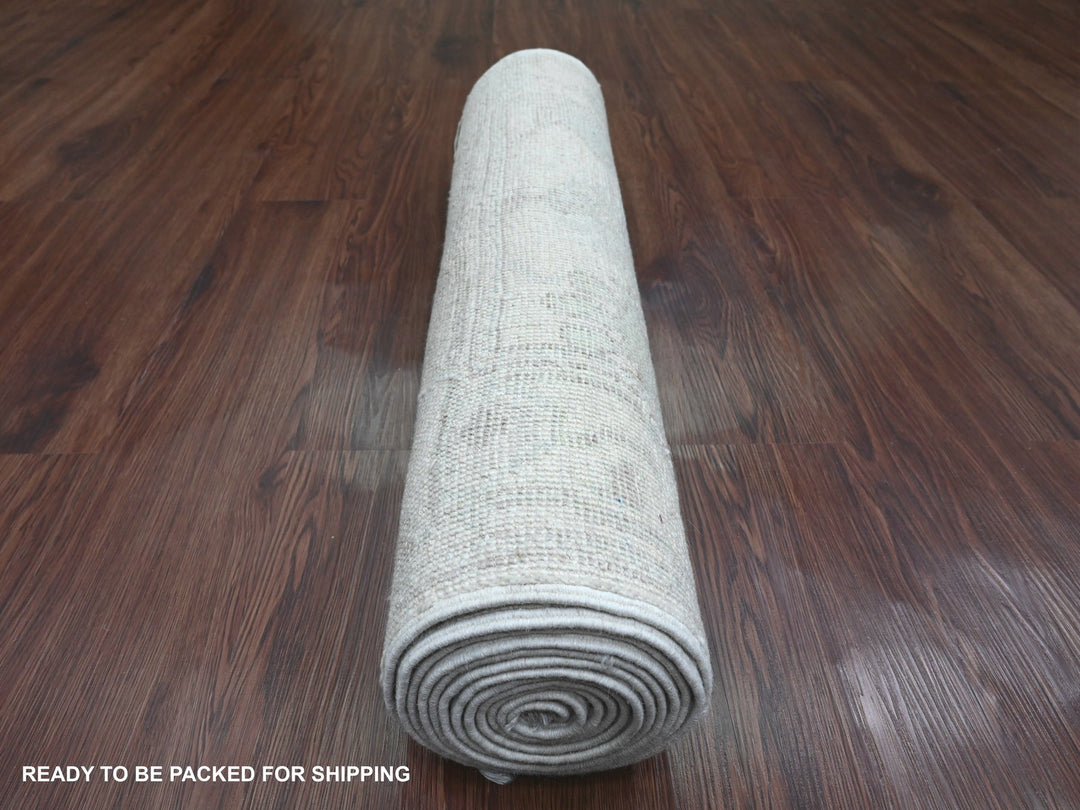 2'7" x 11'7" New Hand Knotted Ivory Wool Runner Oriental Rug - MOA10289927