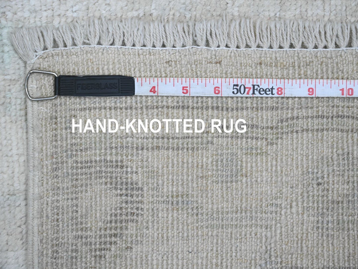 2'7" x 11'7" New Hand Knotted Ivory Wool Runner Oriental Rug - MOA10289927